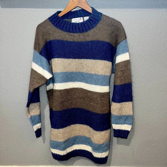 CHRISTOPHER & BANKS Mohair Blend Men's Pull-Over Sweater - Wide Rugby Stripes -M - Picture 1 of 11